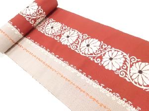 アンティーク　菊唐草模様織出し八寸帯地反物